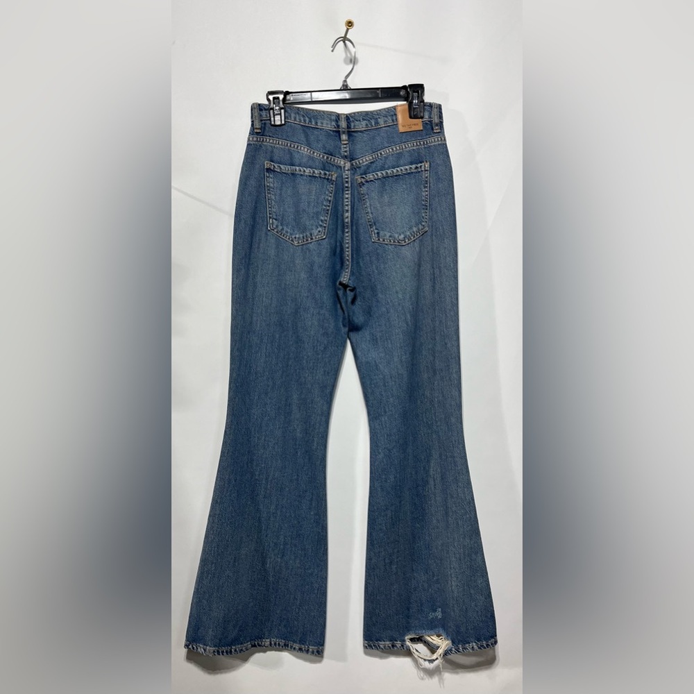 We The Free Button Fly Ripped Blue Flare High Rise Jeans Size 26 Inseam 31” - Picture 3 of 7